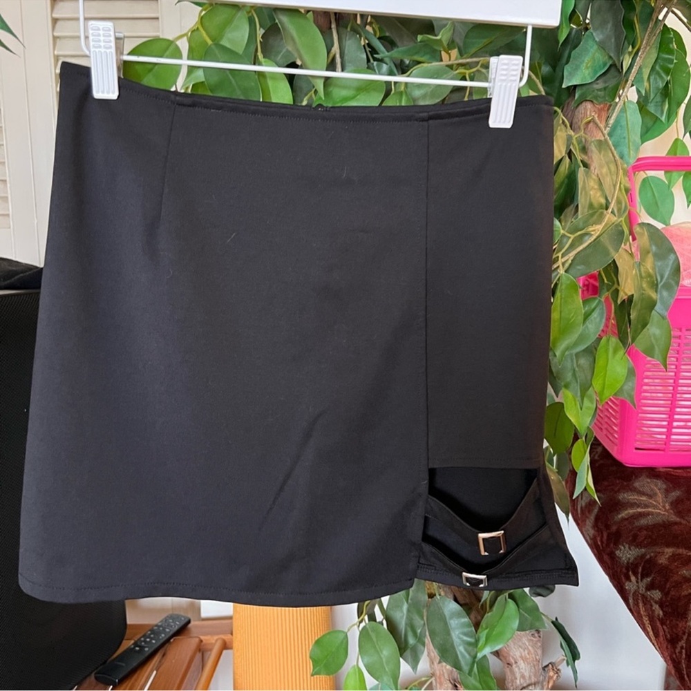 Black Mini Wrap Skirt for Cocktail
